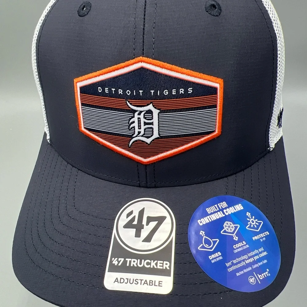 47 Brand Brrr Detroit Tigers Trucker Hat, MLB. Polyester Patch Adjustable Cap. - Picture 3 of 9